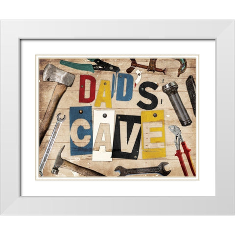 Dads Cave White Modern Wood Framed Art Print with Double Matting by Grey, Jace