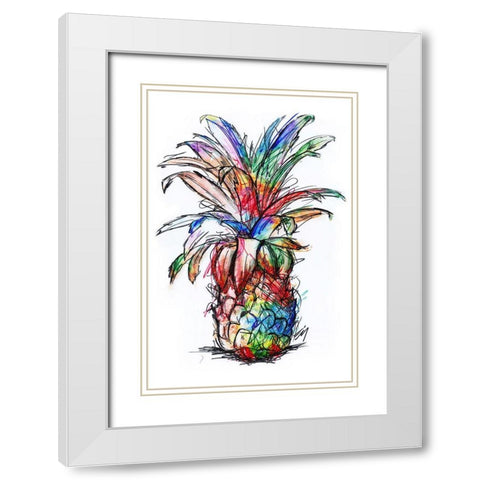 Sketch Your Pineapple White Modern Wood Framed Art Print with Double Matting by Kimberly, Allen