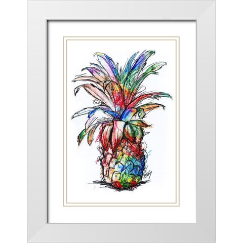 Sketch Your Pineapple White Modern Wood Framed Art Print with Double Matting by Kimberly, Allen