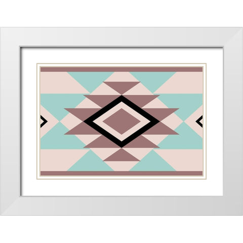 Aztec Muted White Modern Wood Framed Art Print with Double Matting by Grey, Jace