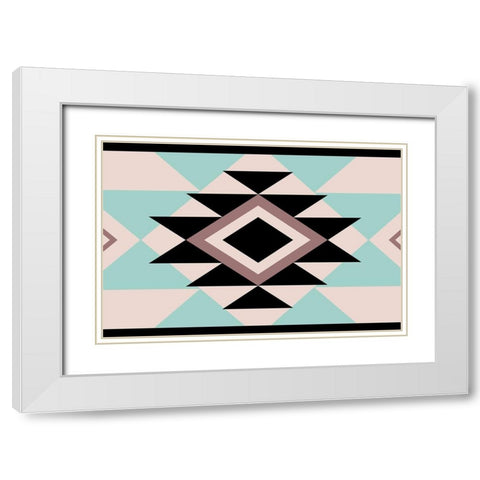 Aztec Muted Two White Modern Wood Framed Art Print with Double Matting by Grey, Jace