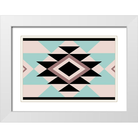 Aztec Muted Two White Modern Wood Framed Art Print with Double Matting by Grey, Jace