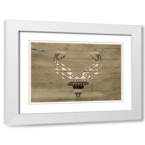 Deer on The Wall Mate White Modern Wood Framed Art Print with Double Matting by Grey, Jace