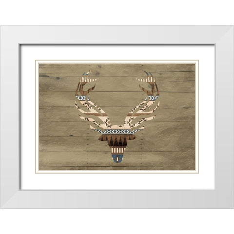 Deer on The Wall Mate White Modern Wood Framed Art Print with Double Matting by Grey, Jace