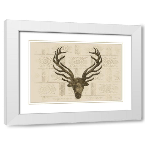 Aged Deer White Modern Wood Framed Art Print with Double Matting by Grey, Jace
