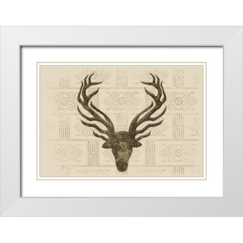 Aged Deer White Modern Wood Framed Art Print with Double Matting by Grey, Jace