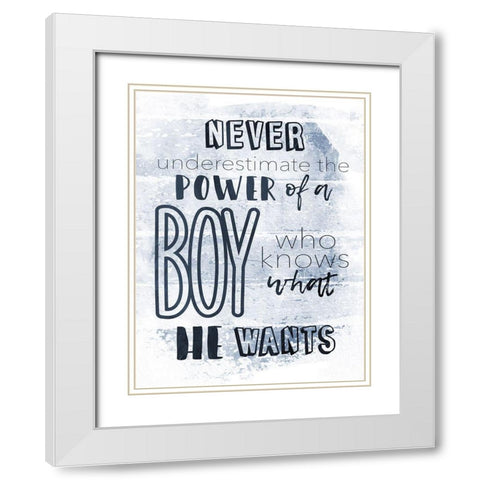 He Wants Navy White Modern Wood Framed Art Print with Double Matting by Grey, Jace