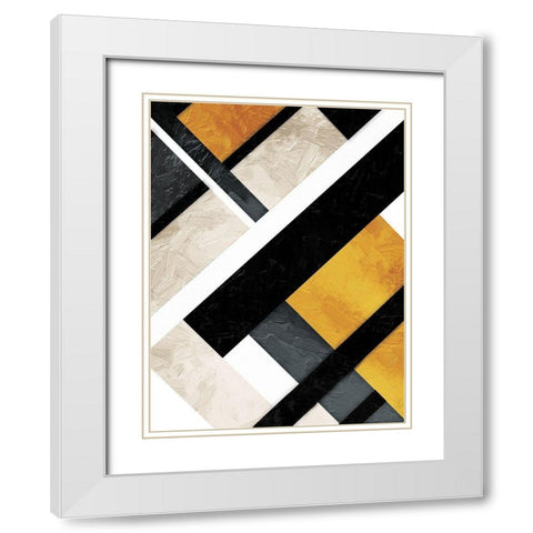 Golden Layers White Modern Wood Framed Art Print with Double Matting by Grey, Jace