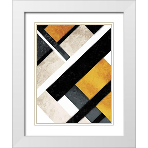 Golden Layers White Modern Wood Framed Art Print with Double Matting by Grey, Jace