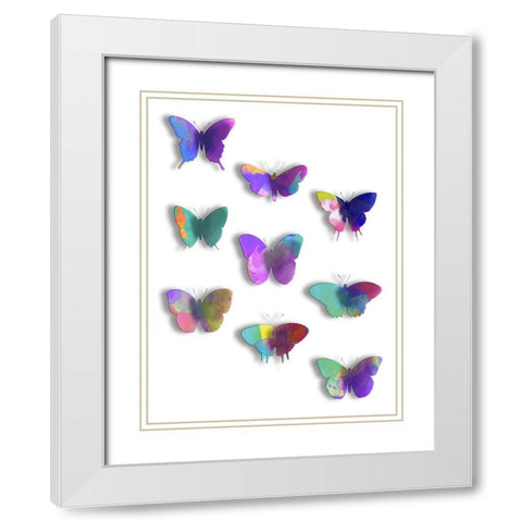 Floating Butterfly White Modern Wood Framed Art Print with Double Matting by Grey, Jace