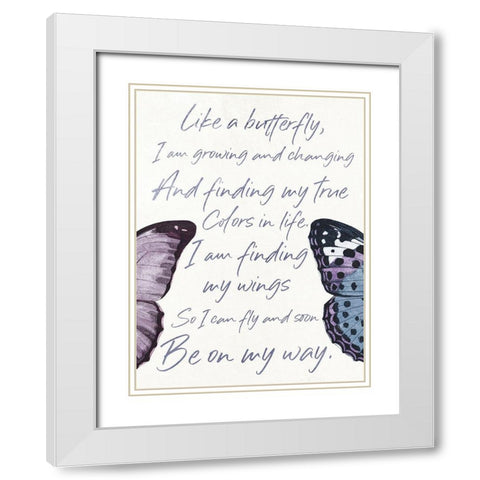 Butterfly High Two White Modern Wood Framed Art Print with Double Matting by Grey, Jace