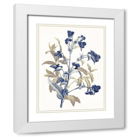 Indigo Flowers White Modern Wood Framed Art Print with Double Matting by Grey, Jace