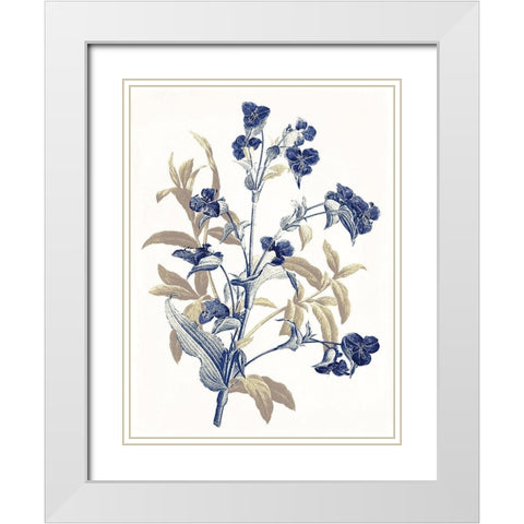 Indigo Flowers White Modern Wood Framed Art Print with Double Matting by Grey, Jace