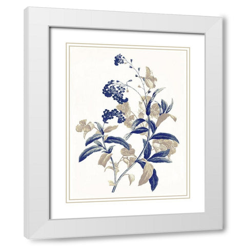 Indigo Flowers Two White Modern Wood Framed Art Print with Double Matting by Grey, Jace