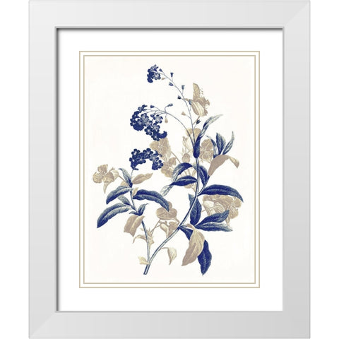 Indigo Flowers Two White Modern Wood Framed Art Print with Double Matting by Grey, Jace