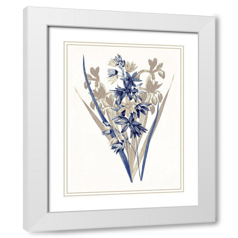 Indigo Flowers Three White Modern Wood Framed Art Print with Double Matting by Grey, Jace