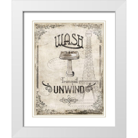 Wash Tranquil Unwind White Modern Wood Framed Art Print with Double Matting by Grey, Jace