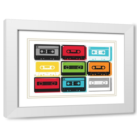 Collection Of Tapes White Modern Wood Framed Art Print with Double Matting by Grey, Jace
