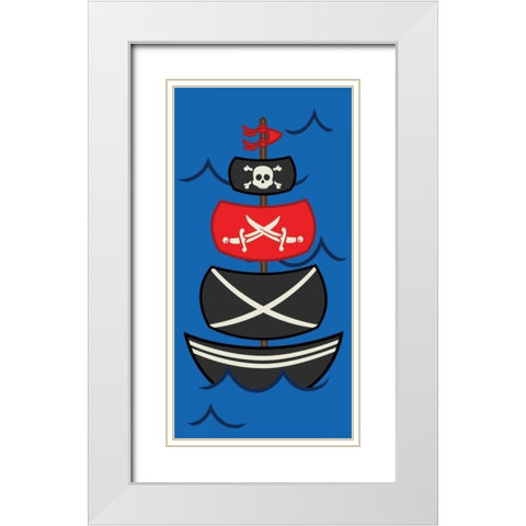 Big Pirate Ship White Modern Wood Framed Art Print with Double Matting by Grey, Jace