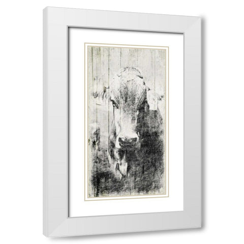 Vintage Cow Mate White Modern Wood Framed Art Print with Double Matting by Grey, Jace