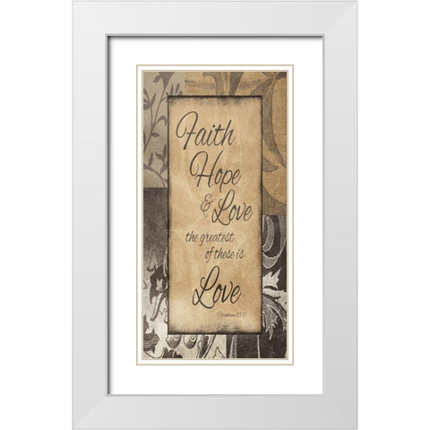 Faith Hope White Modern Wood Framed Art Print with Double Matting by Grey, Jace