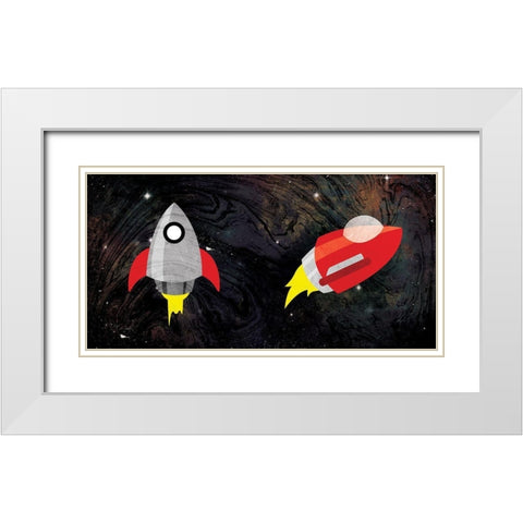 Rockets White Modern Wood Framed Art Print with Double Matting by Grey, Jace