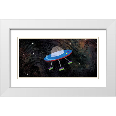 One Spaceships White Modern Wood Framed Art Print with Double Matting by Grey, Jace