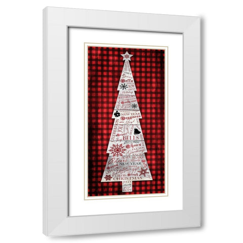 Checked Christmas Tree White Modern Wood Framed Art Print with Double Matting by Grey, Jace