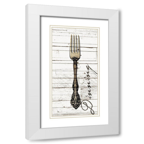 Dinning Fork White Modern Wood Framed Art Print with Double Matting by Grey, Jace