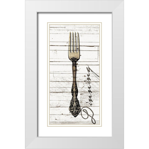 Dinning Fork White Modern Wood Framed Art Print with Double Matting by Grey, Jace