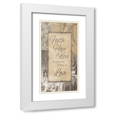 Faith Hope Love 2 White Modern Wood Framed Art Print with Double Matting by Grey, Jace