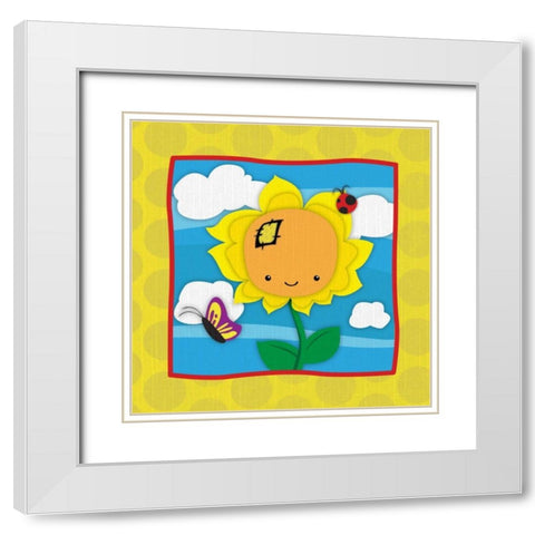 Sunflower White Modern Wood Framed Art Print with Double Matting by Grey, Jace