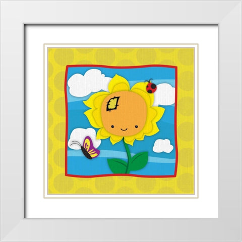 Sunflower White Modern Wood Framed Art Print with Double Matting by Grey, Jace