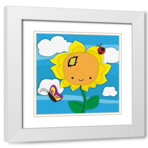 Sunflower White Modern Wood Framed Art Print with Double Matting by Grey, Jace