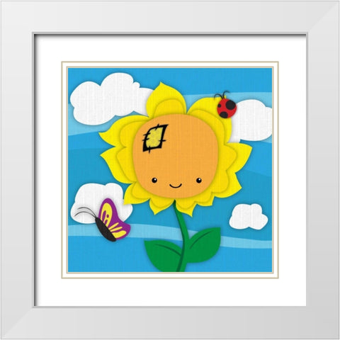 Sunflower White Modern Wood Framed Art Print with Double Matting by Grey, Jace