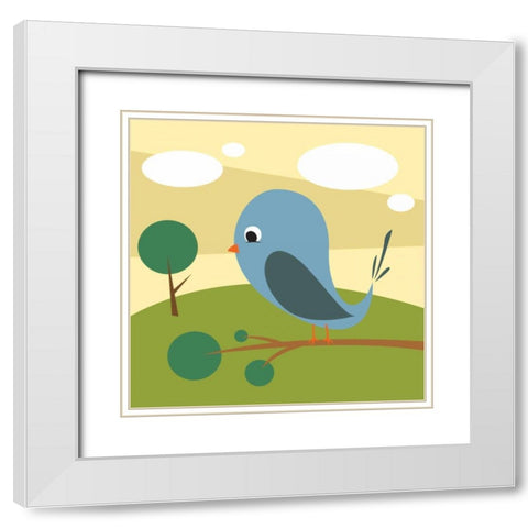Bird White Modern Wood Framed Art Print with Double Matting by Grey, Jace