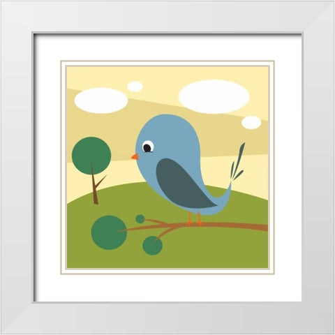 Bird White Modern Wood Framed Art Print with Double Matting by Grey, Jace