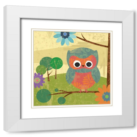 Owl mate White Modern Wood Framed Art Print with Double Matting by Grey, Jace