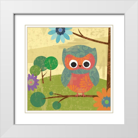 Owl mate White Modern Wood Framed Art Print with Double Matting by Grey, Jace