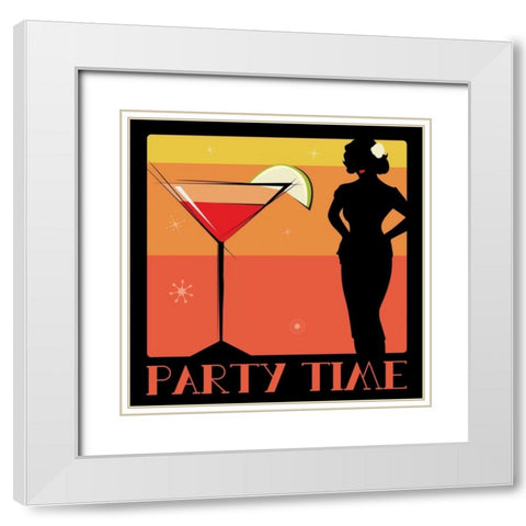 Party Time White Modern Wood Framed Art Print with Double Matting by Grey, Jace