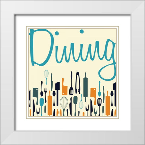 Dining White Modern Wood Framed Art Print with Double Matting by Grey, Jace