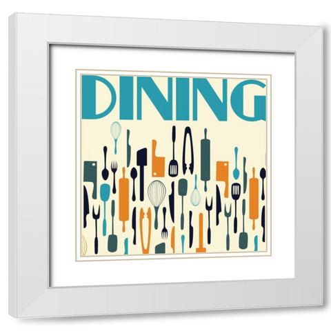 Dining White Modern Wood Framed Art Print with Double Matting by Grey, Jace