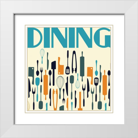 Dining White Modern Wood Framed Art Print with Double Matting by Grey, Jace