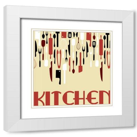 Kitchen White Modern Wood Framed Art Print with Double Matting by Grey, Jace