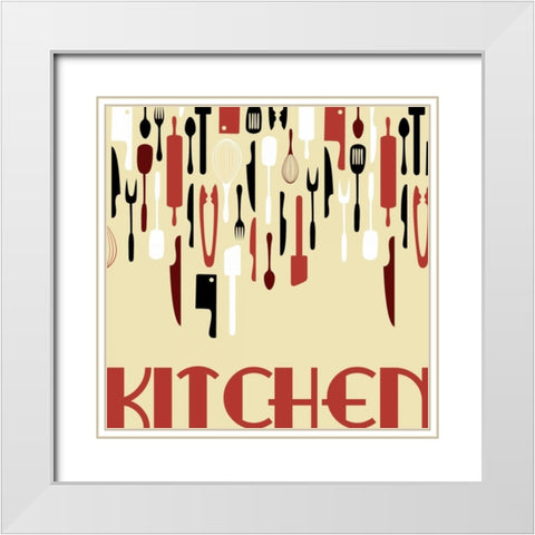 Kitchen White Modern Wood Framed Art Print with Double Matting by Grey, Jace
