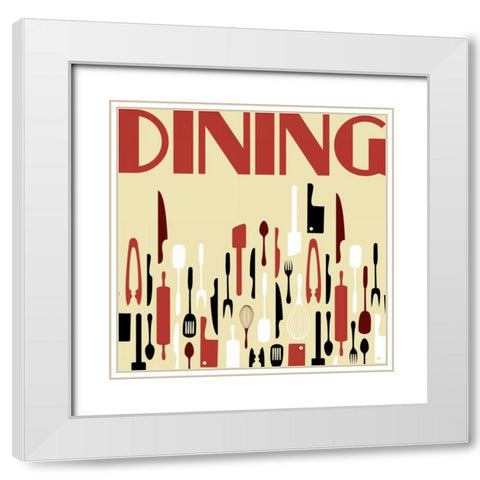 Dining White Modern Wood Framed Art Print with Double Matting by Grey, Jace