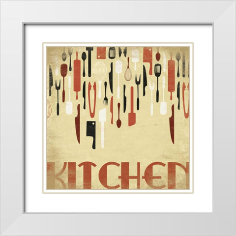 Kitchen White Modern Wood Framed Art Print with Double Matting by Grey, Jace