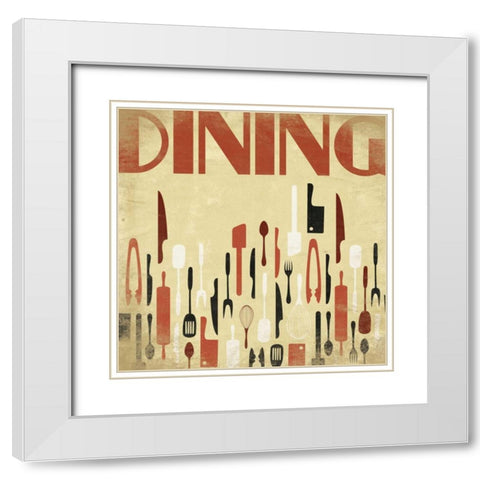 Dining White Modern Wood Framed Art Print with Double Matting by Grey, Jace
