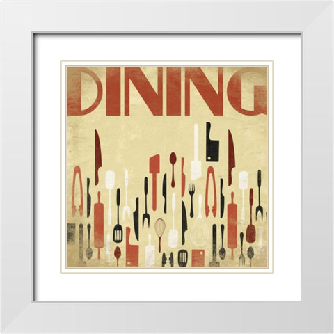 Dining White Modern Wood Framed Art Print with Double Matting by Grey, Jace