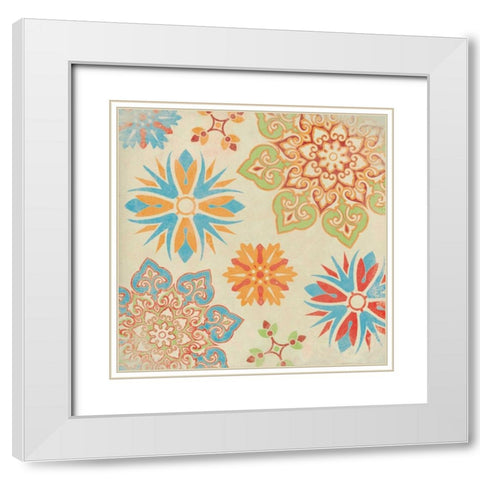 Suzani1 White Modern Wood Framed Art Print with Double Matting by Grey, Jace